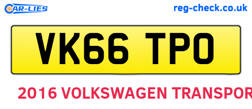 VK66TPO are the vehicle registration plates.