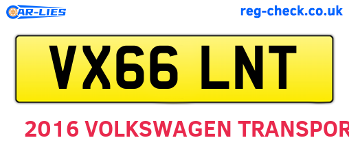 VX66LNT are the vehicle registration plates.