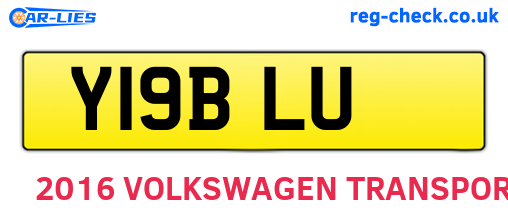 Y19BLU are the vehicle registration plates.