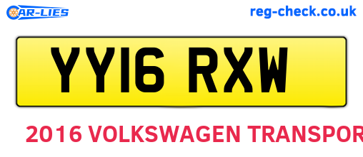 YY16RXW are the vehicle registration plates.