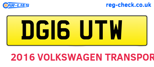 DG16UTW are the vehicle registration plates.