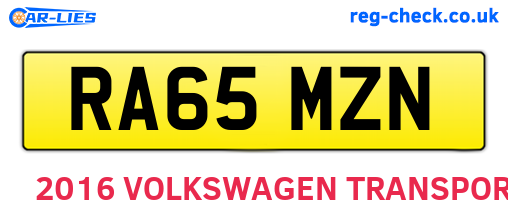RA65MZN are the vehicle registration plates.