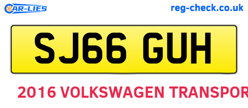 SJ66GUH are the vehicle registration plates.