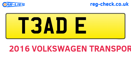 T3ADE are the vehicle registration plates.