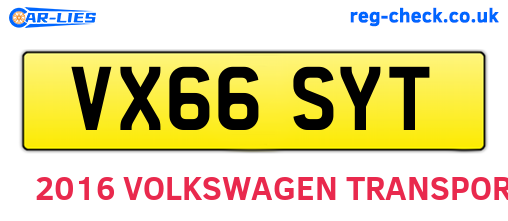 VX66SYT are the vehicle registration plates.