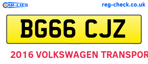BG66CJZ are the vehicle registration plates.