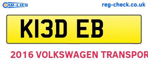 K13DEB are the vehicle registration plates.