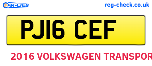 PJ16CEF are the vehicle registration plates.
