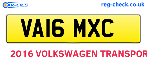 VA16MXC are the vehicle registration plates.
