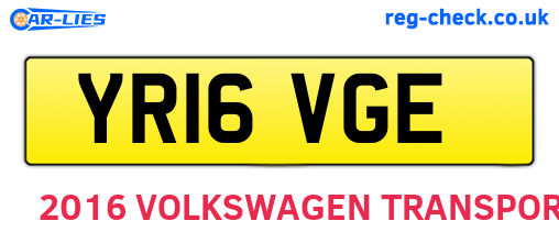 YR16VGE are the vehicle registration plates.