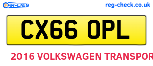 CX66OPL are the vehicle registration plates.