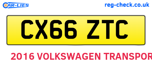 CX66ZTC are the vehicle registration plates.
