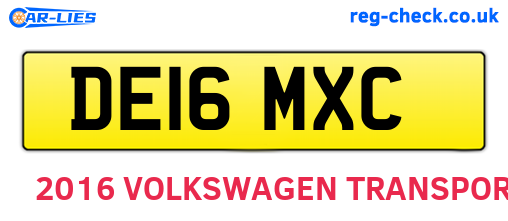 DE16MXC are the vehicle registration plates.