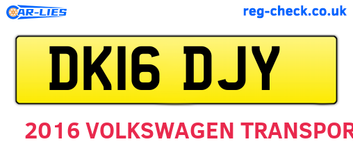 DK16DJY are the vehicle registration plates.
