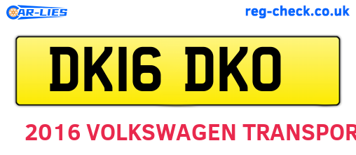 DK16DKO are the vehicle registration plates.