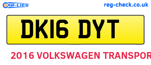 DK16DYT are the vehicle registration plates.
