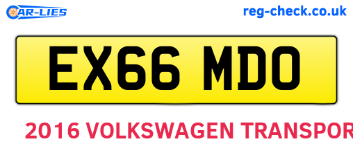 EX66MDO are the vehicle registration plates.