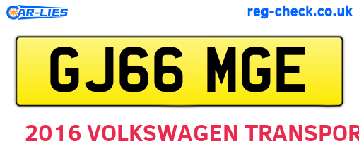 GJ66MGE are the vehicle registration plates.
