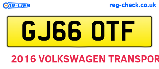 GJ66OTF are the vehicle registration plates.