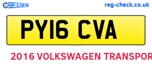 PY16CVA are the vehicle registration plates.