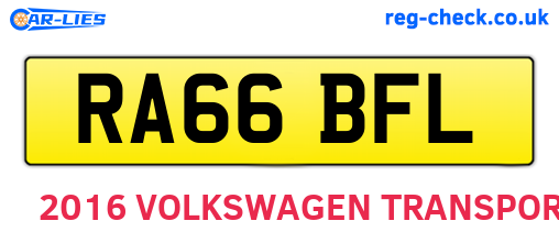 RA66BFL are the vehicle registration plates.