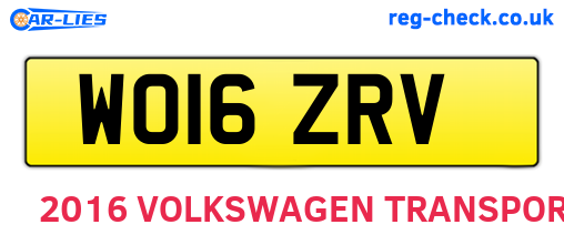WO16ZRV are the vehicle registration plates.