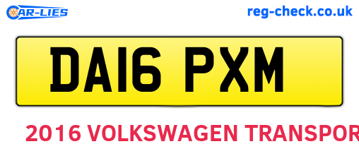 DA16PXM are the vehicle registration plates.