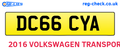 DC66CYA are the vehicle registration plates.