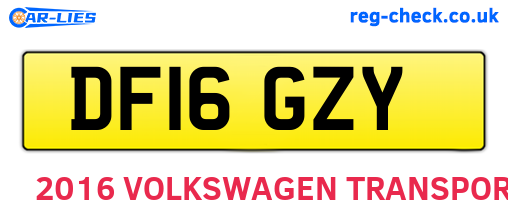 DF16GZY are the vehicle registration plates.
