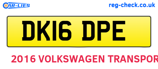 DK16DPE are the vehicle registration plates.