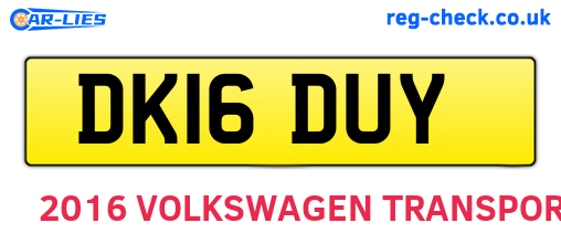 DK16DUY are the vehicle registration plates.