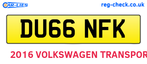 DU66NFK are the vehicle registration plates.