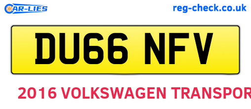 DU66NFV are the vehicle registration plates.