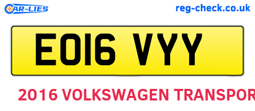 EO16VYY are the vehicle registration plates.