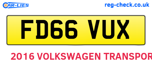 FD66VUX are the vehicle registration plates.