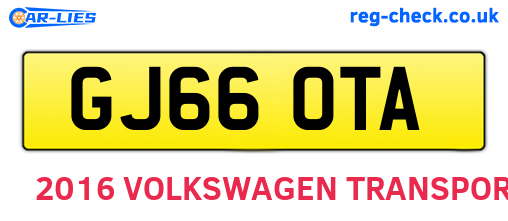 GJ66OTA are the vehicle registration plates.