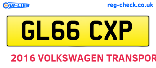 GL66CXP are the vehicle registration plates.