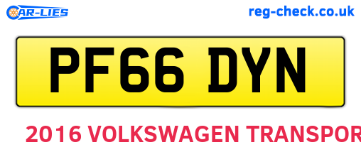 PF66DYN are the vehicle registration plates.