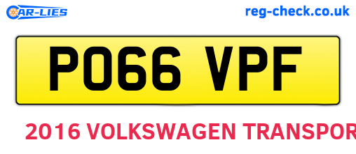 PO66VPF are the vehicle registration plates.