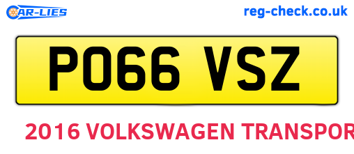 PO66VSZ are the vehicle registration plates.