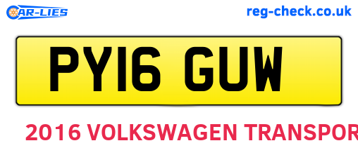 PY16GUW are the vehicle registration plates.