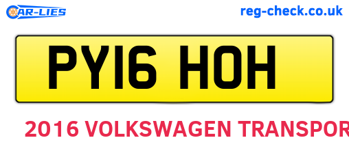 PY16HOH are the vehicle registration plates.