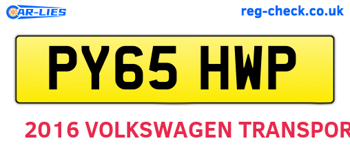 PY65HWP are the vehicle registration plates.