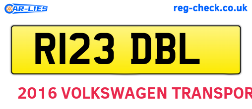 R123DBL are the vehicle registration plates.