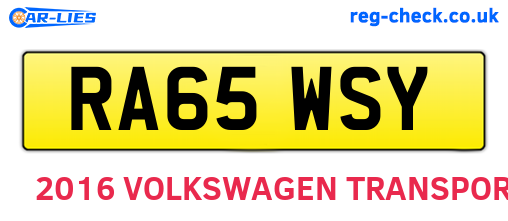 RA65WSY are the vehicle registration plates.