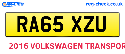 RA65XZU are the vehicle registration plates.