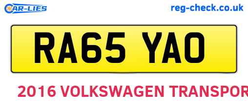 RA65YAO are the vehicle registration plates.