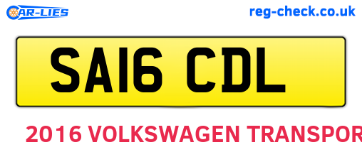 SA16CDL are the vehicle registration plates.
