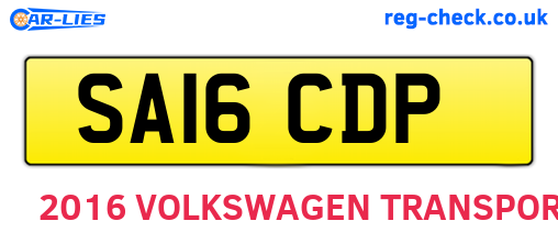 SA16CDP are the vehicle registration plates.