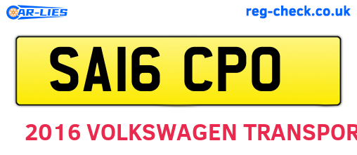 SA16CPO are the vehicle registration plates.
